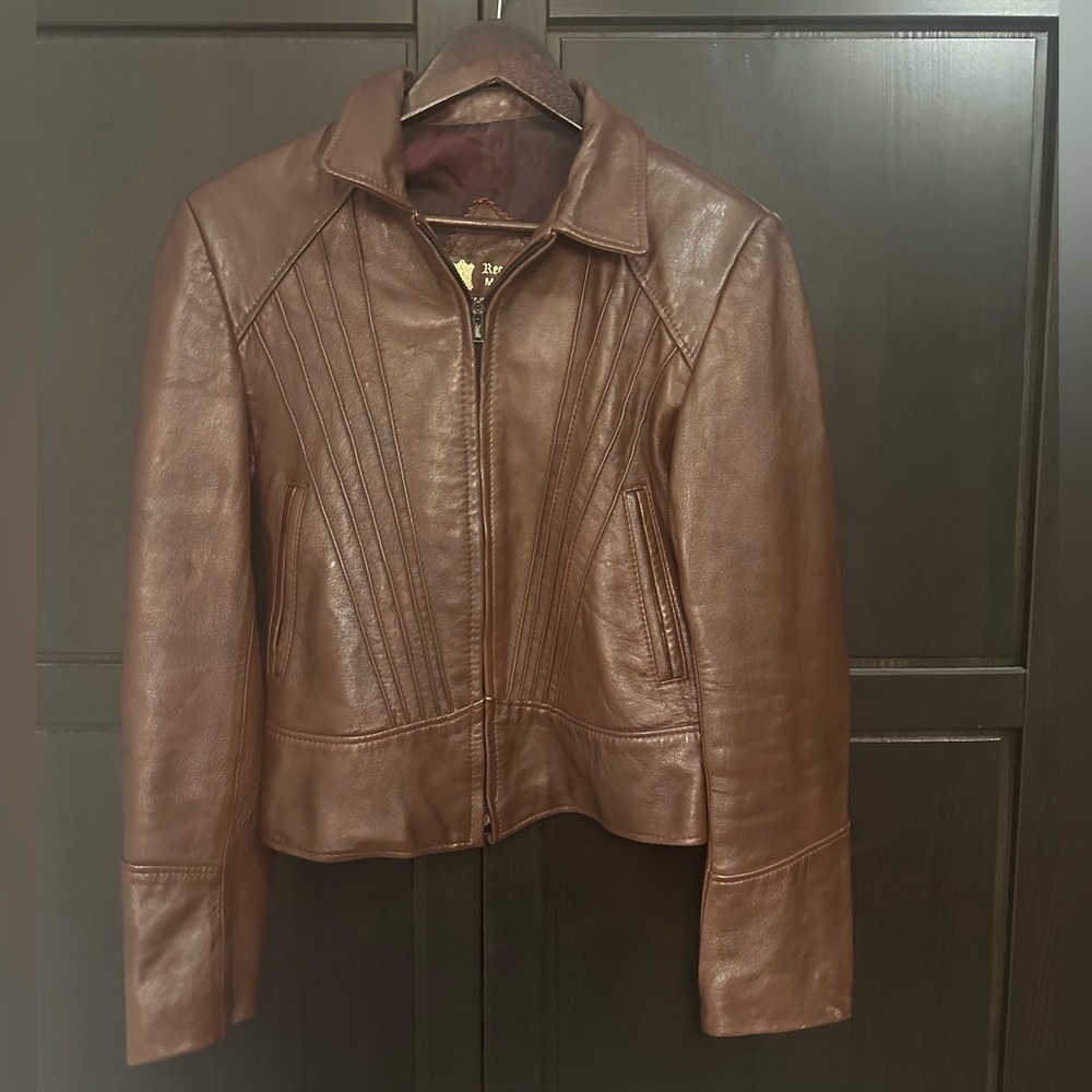 Vintage brown genuine leather jacket